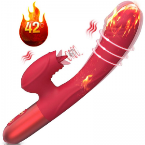 2 in 1 Sex Toys Tongue Licking Dildo Massager