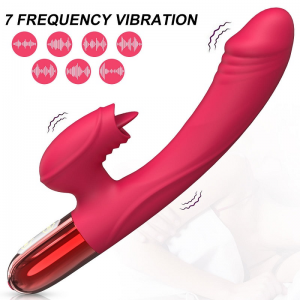 2 in 1 Sex Toys Tongue Licking Dildo Massager