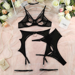Women's Sexy Lingerie Set with Garter Belt Matching Bra and Panty Lingeries Lingerie Set Sexy Lace Bra and Panty