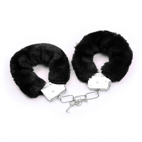 Black Feather Erotic Eye Mask with Fuzzy Handcuffs